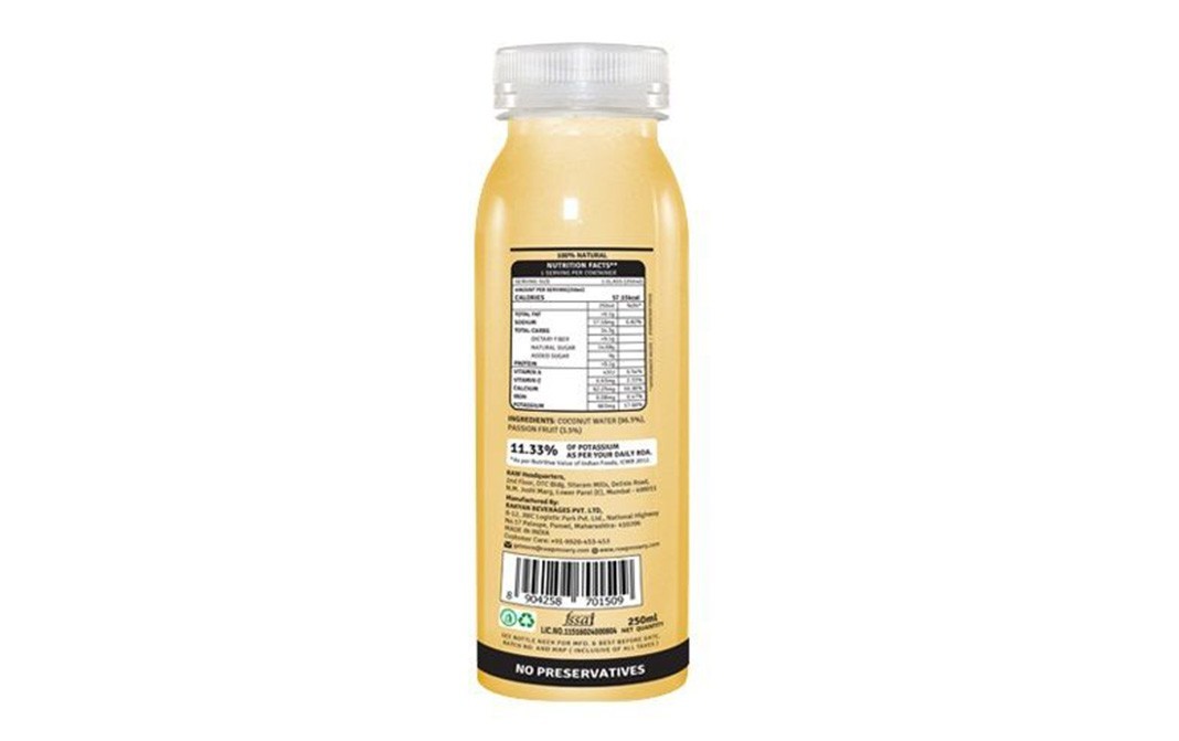 Raw Pressery Coconut Water + Passion Fruit    Bottle  250 grams
